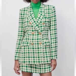 COPY - DOUBLE BREASTED TEXTURED WEAVE JACKET - skirt will be sold separated